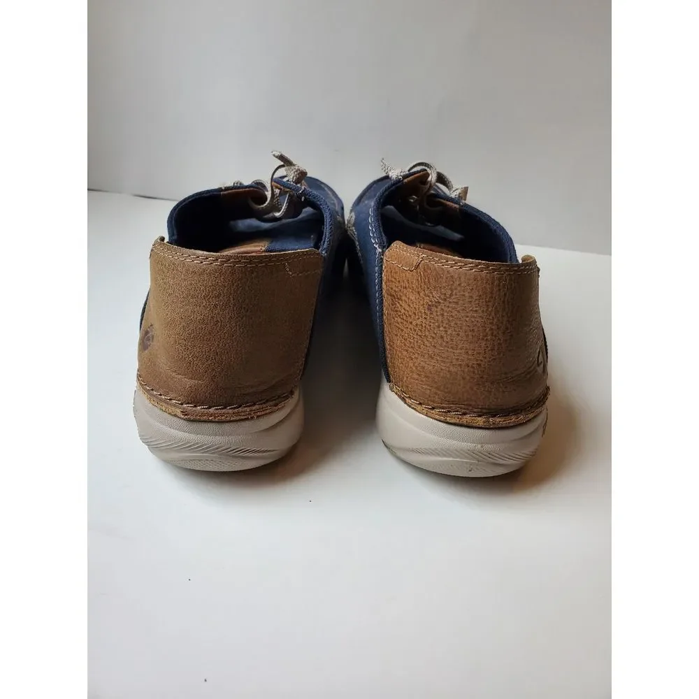 Clarks Men's Size 9 Gorwin Lace Textile Shoes. Oxford Navy‎ Blue Color.